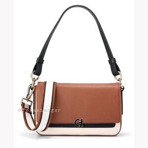 NWT Cole Haan Mini Leather Shoulder Bag Black/White/British Tan